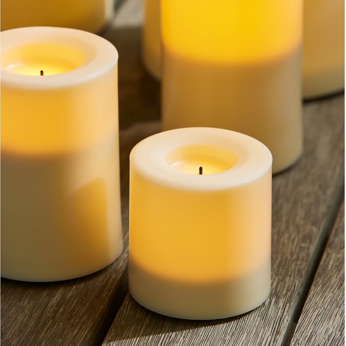 Outdoor Flickering Flameless Pillar Candles West Elm