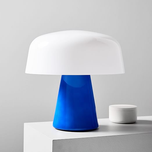 west elm blue lamp