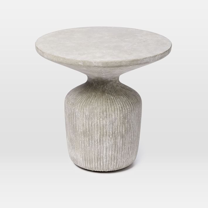 Tambor Concrete Outdoor Drum Coffee Table (30"–44") & Side Table (21 ...