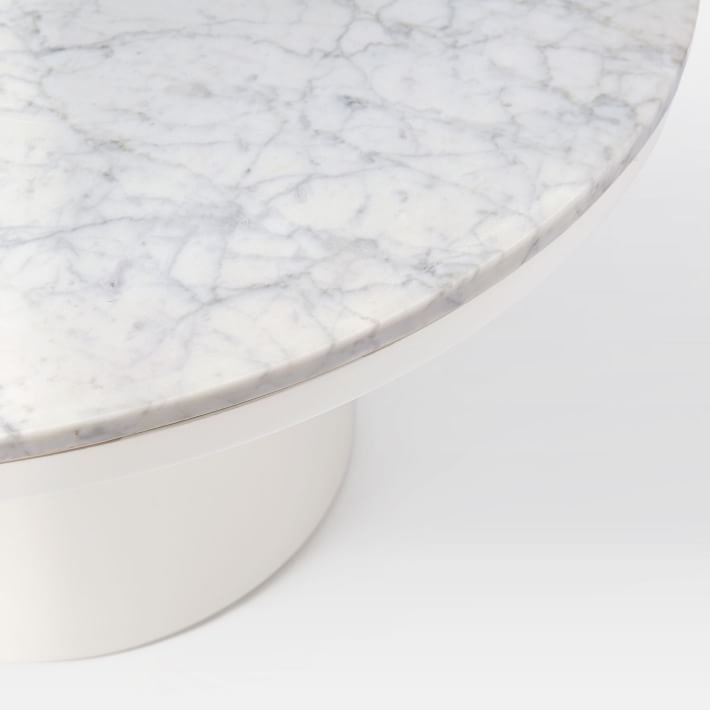 MarbleTopped Pedestal Coffee Table White Marble/White Modern