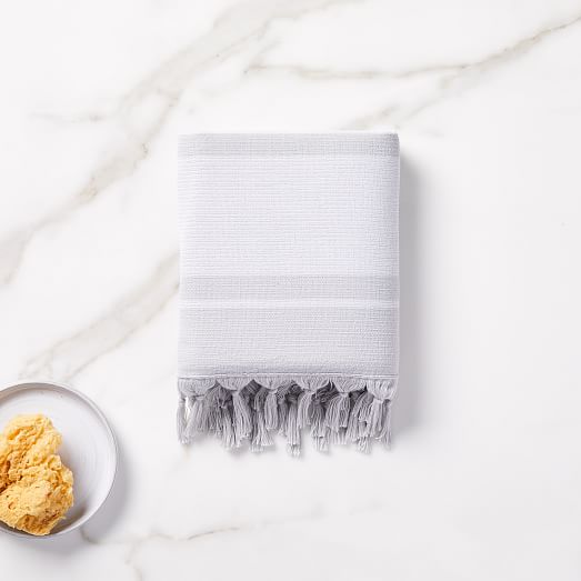 Organic Turkish Tassel Towel Frost Gray West Elm