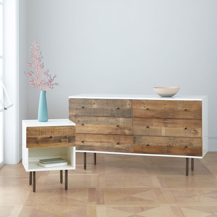 Reclaimed Wood & Lacquer Nightstand West Elm