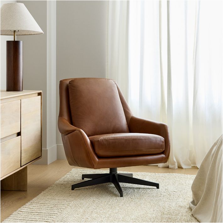 Lottie Leather Swivel Chair West Elm