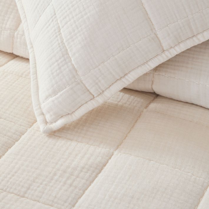 Dreamy Gauze Cotton Stitch Quilt & Shams West Elm
