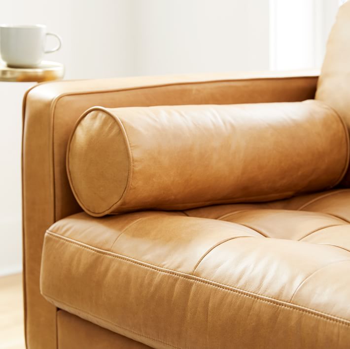 Dennes Leather 2 Piece Chaise Sectional Sofa With Chaise West Elm