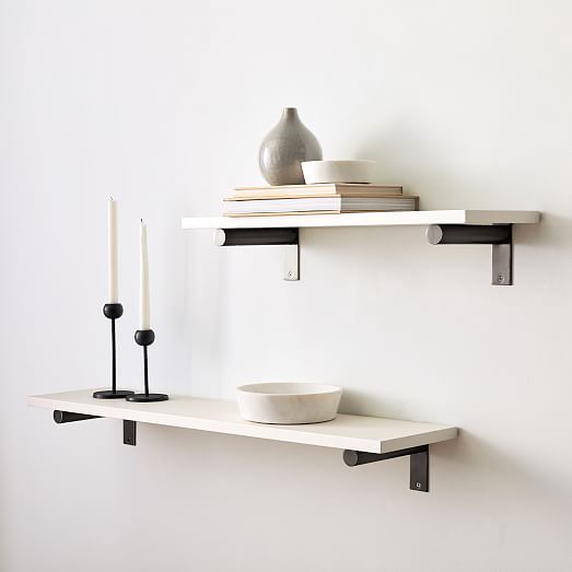Linear White Lacquer Wall Shelves with Jordan Brackets West Elm
