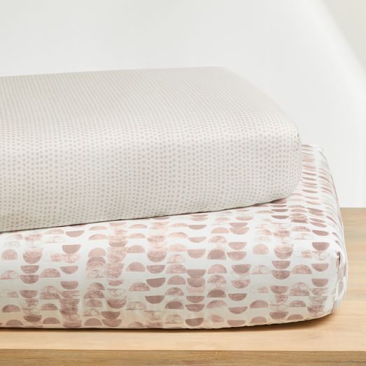 Crib Fitted Sheet Bundle Half Moon & Falling Dot West Elm