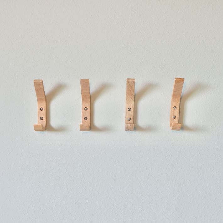 Modern Home by Bellver Wooden LShaped Double Wall Hooks Set of 4
