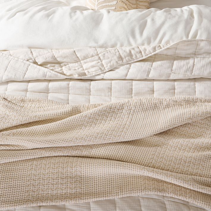 Dreamy Gauze Cotton Stitch Quilt & Shams West Elm