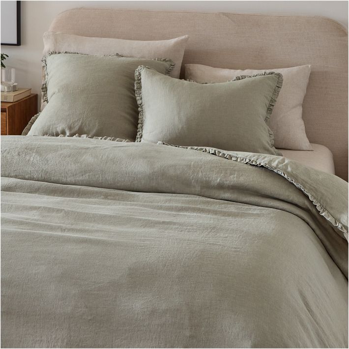 Open Box: European Flax Linen Ruffle Duvet Cover & Shams | West Elm