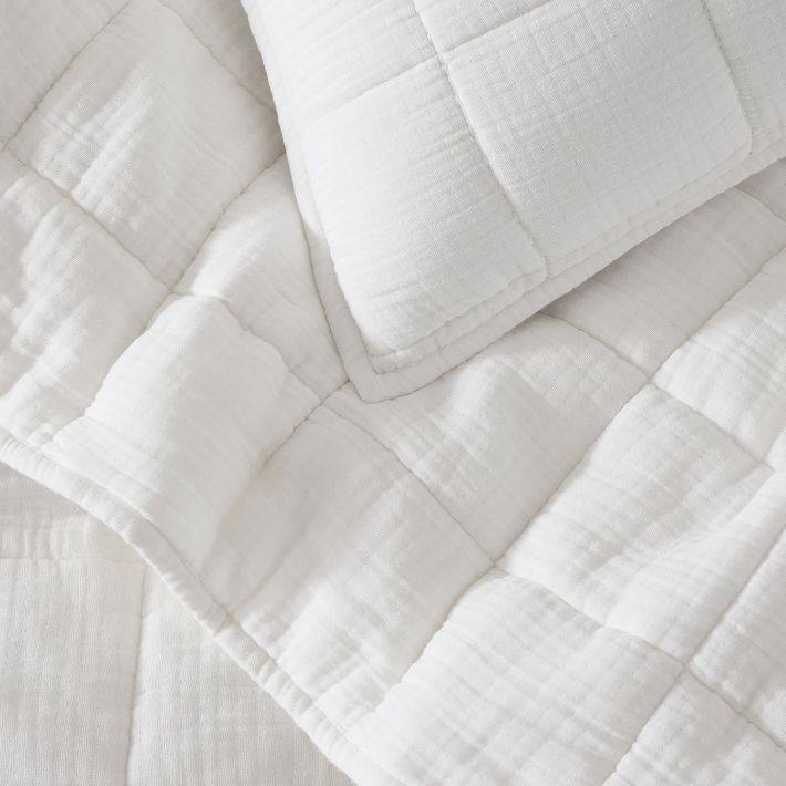 Dreamy Gauze Cotton Stitch Quilt & Shams | West Elm