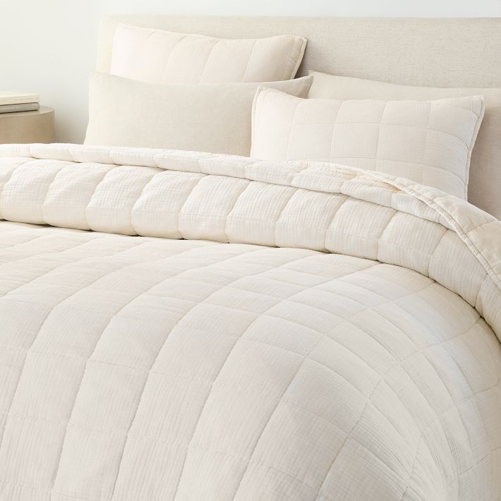 Dreamy Gauze Cotton Stitch Quilt & Shams West Elm