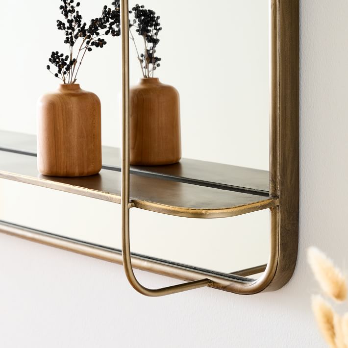 Metal Mirror W  Wall Shelf (24