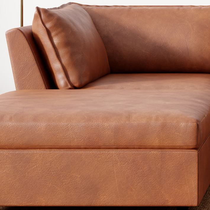 Easton Leather 3 Piece Chaise Sectional Sofa With Chaise West Elm