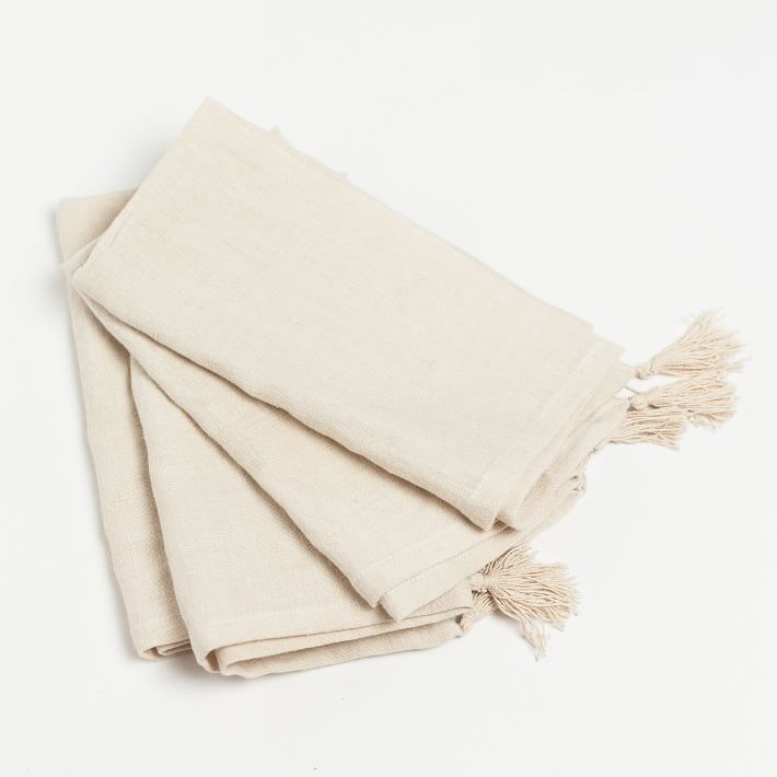 Stone Washed Linen Tasseled Napkins