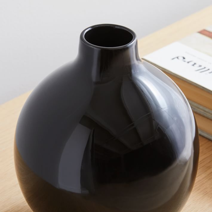 Glossy Black Ceramic Vases West Elm