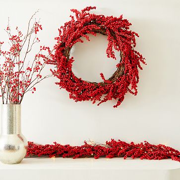 Red, White & Blue Pip Berry Garland, Country Floral Spring Garland