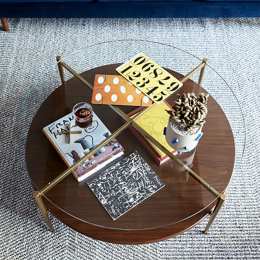 Mid Century Art Display Round Coffee Table Cloud