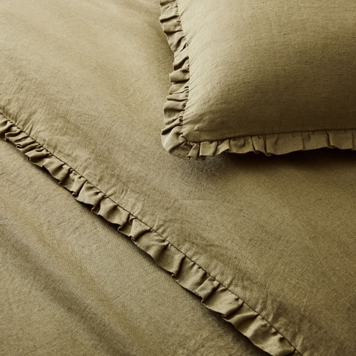 European Flax Linen Ruffle Duvet Cover & Shams West Elm