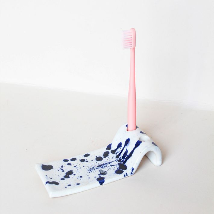 Keraclay Splattered Toothbrush & Soap Holder West Elm