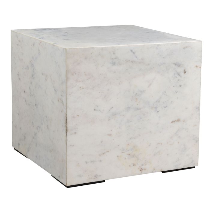 White Marble Square Side Table (18