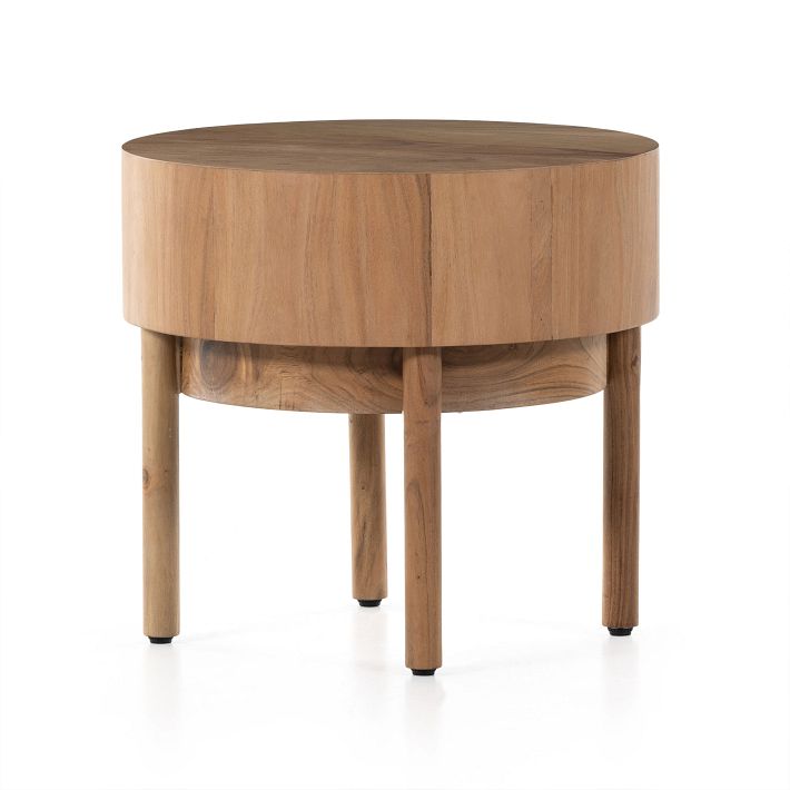 Wood Drum Side Table (22") West Elm