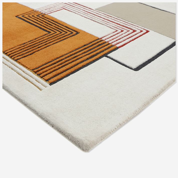 Abstract Lines Wool Rug West Elm