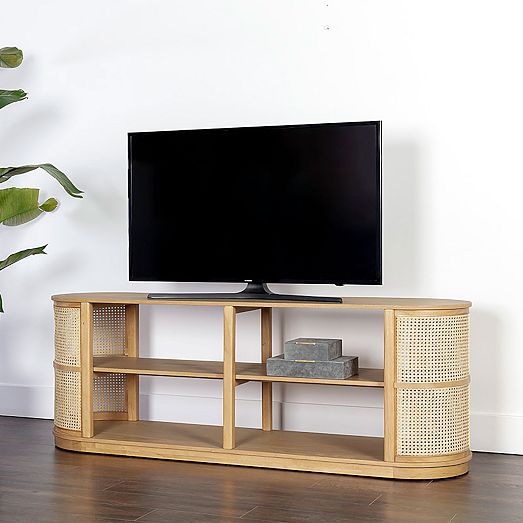 Curved Cane Media Console (71") West Elm