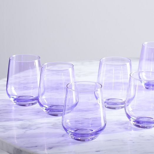 Estelle Colored Glass Stemless Wine Glass (Set of 6) West Elm