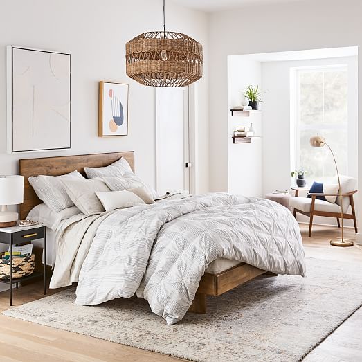 Organic Cotton Striped Pintuck Duvet Cover & Shams West Elm