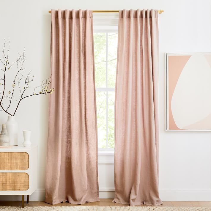 European Flax Linen Curtain Dusty Blush West Elm
