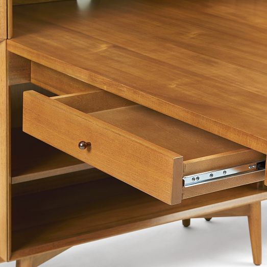 MidCentury Peninsula Desk w/ Open & Closed Hutches (105") West Elm