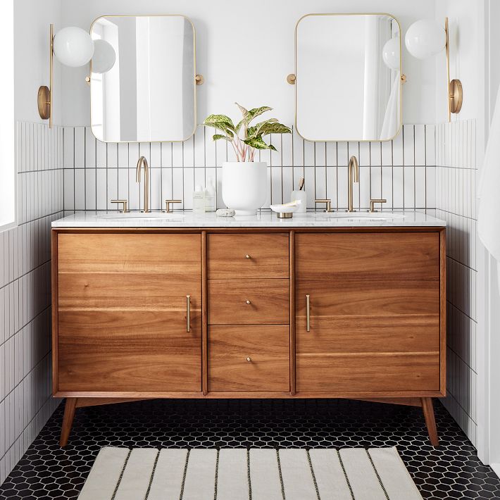 Mid-Century Double Bathroom Vanity (63