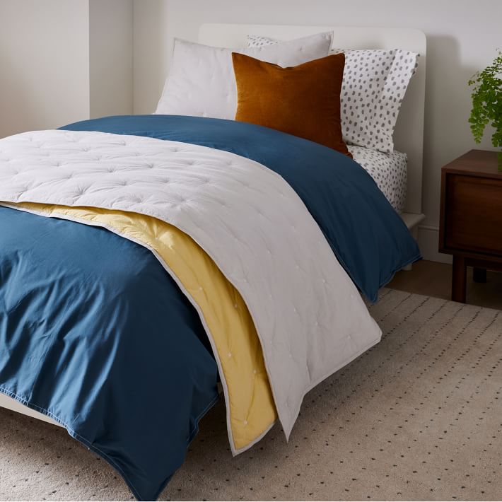 Reversible Washed Cotton Percale Quilt & Shams West Elm