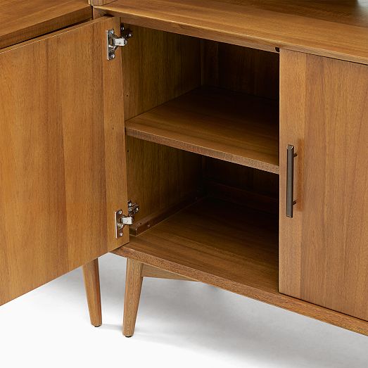 MidCentury Peninsula Desk w/ Open Hutches (105") West Elm