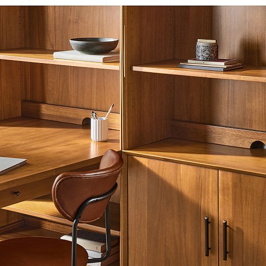 MidCentury Peninsula Desk w/ Open Hutches (105") West Elm