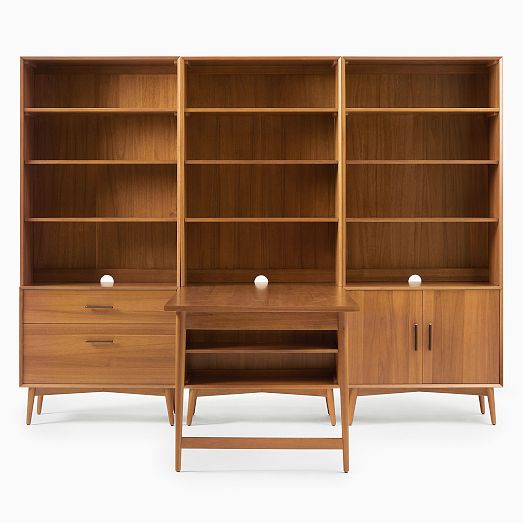 MidCentury Peninsula Desk w/ Open Hutches (105") West Elm