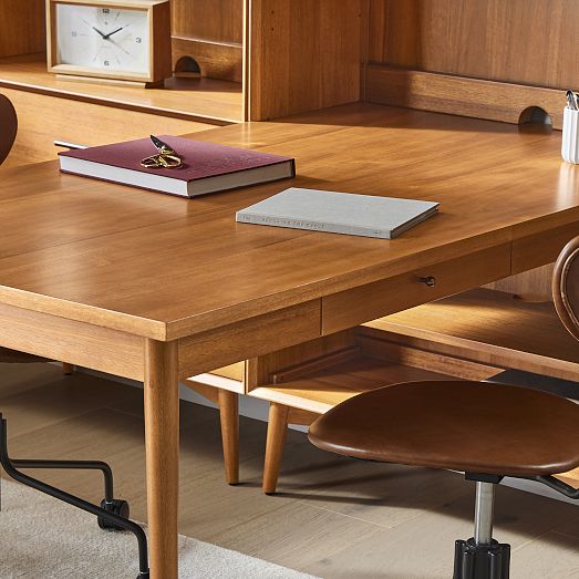 MidCentury Peninsula Desk w/ Open Hutches (105") West Elm