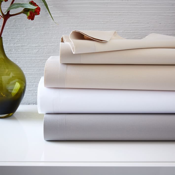 400 Thread Count Organic Cotton Percale Sheet Set - White | West Elm