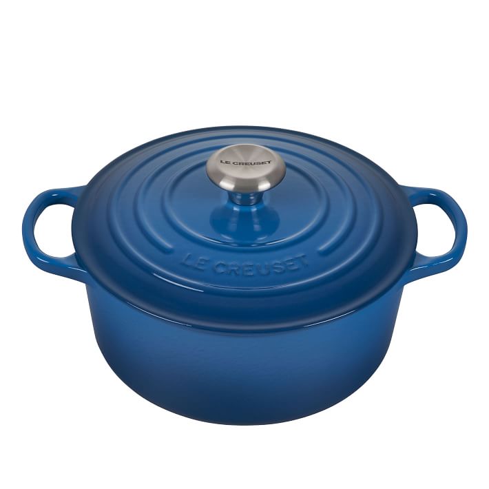 5.5 Qt Enameled Cast-Iron Series 1000 Covered Round Dutch Oven - Medium Blue