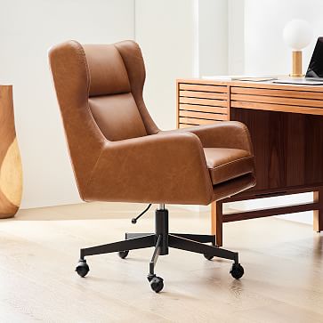 Ryder Leather Swivel Office Chair | West Elm