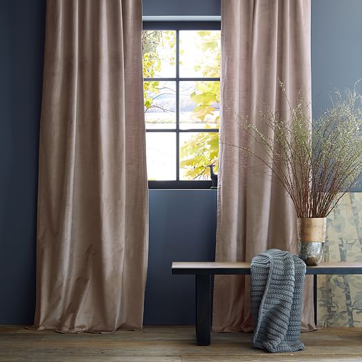 Worn Velvet Curtain Dusty Blush West Elm