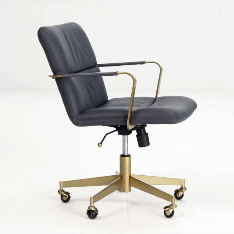 Cooper MidCentury Leather Swivel Office Chair West Elm