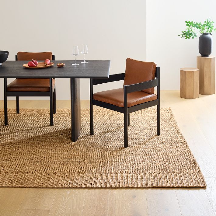 Jute Boucle Stripe Border Rug West Elm