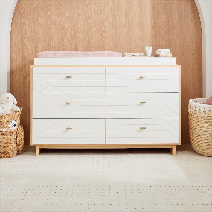 Cora 6Drawer Changing Table (56") Natural/White West Elm