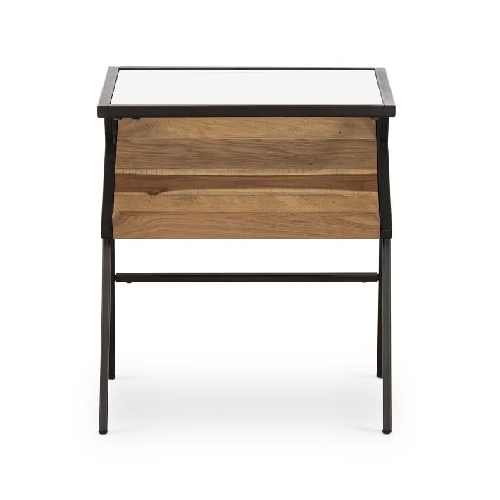 Mixed Wood & Glass Side Table West Elm