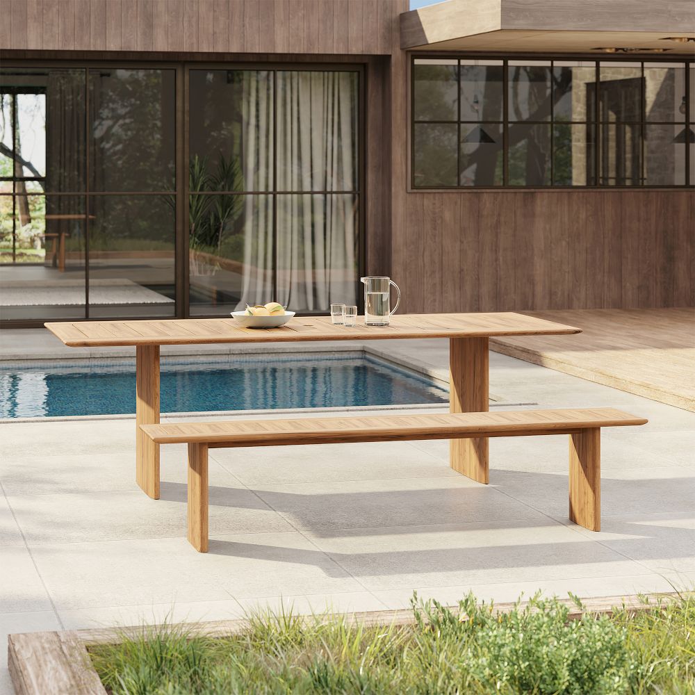 Anton Outdoor Teak Dining Bench (58"–82") | West Elm