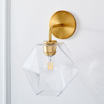 Sculptural Glass Faceted Wall Sconce - Small | West Elm