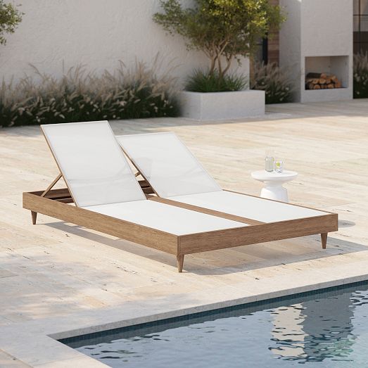 Portside Outdoor Textilene Chaise Double Lounger | West Elm