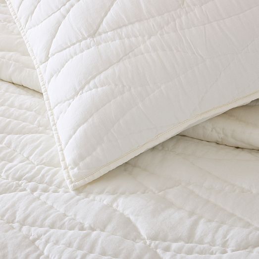 European Flax Linen Cotton Ripple Quilt & Shams | West Elm